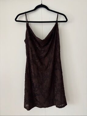 Dynamite Brown Lace Midi Slip Dress